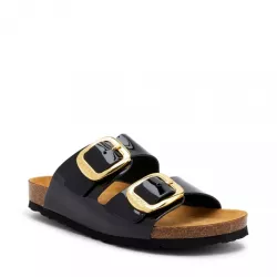 Ciabatte a doppia fascia FRAU 17T8 Smalto-S Micro Donna Nero