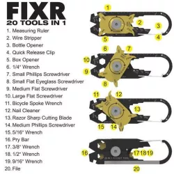 20-en-1 de Acero Inoxidable, Llave de la Supervivencia al aire libre de Bolsillo de la EDC Multi Herramienta Llavero 